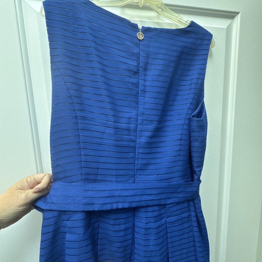 Tommy Hilfiger Dress Sleeveless Women's Size 18 Blue Stripe Fit & Flare Lines - Picture 11 of 13